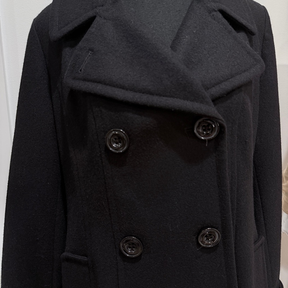 Anne Klein Wool Blend Pea Coat Black Double Breasted Medium - Picture 6 of 10